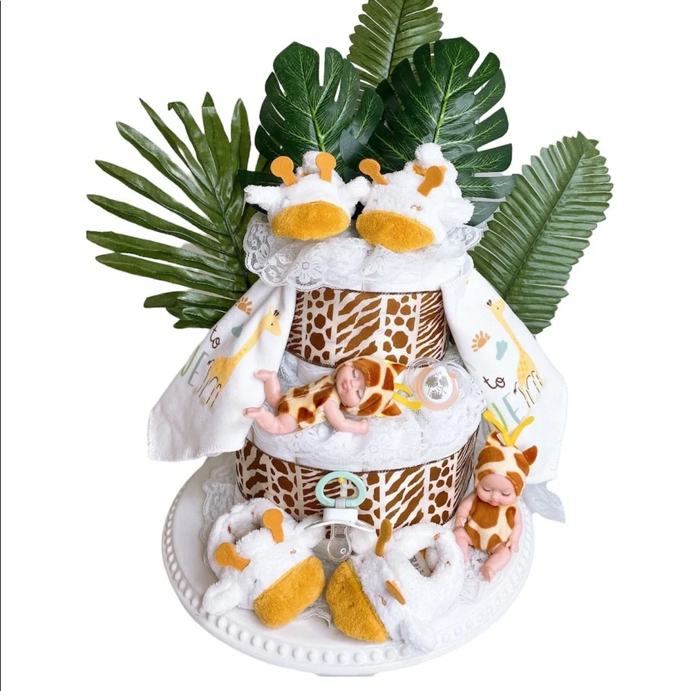 Twins Safari Giraffe Diaper Cake